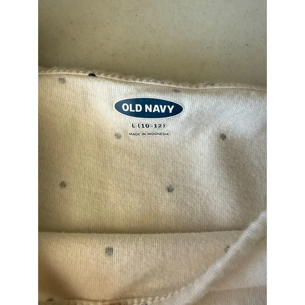 Girls Old Navy White and Black Polka Dot T-shirt Dress Size L 10/12